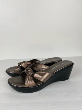Athena Alexander Women' Slip On Wedge Sandals Size 9 Metallic Brown Lightweight